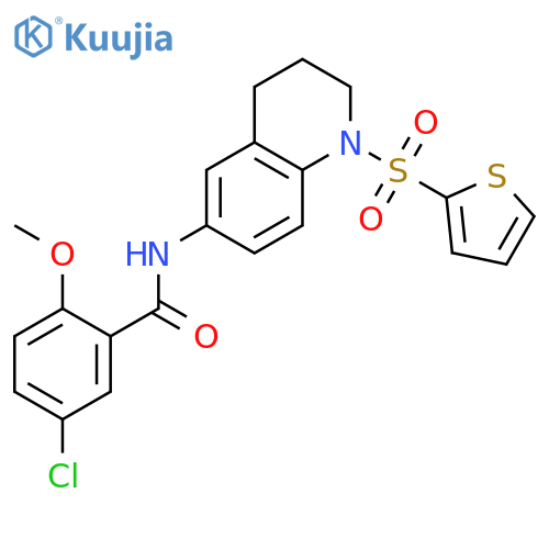 5-chloro-2-methoxy-N-[1-(thiophene-2-sulfonyl)-1,2,3,4-tetrahydroquinolin-6-yl]benzamide structure