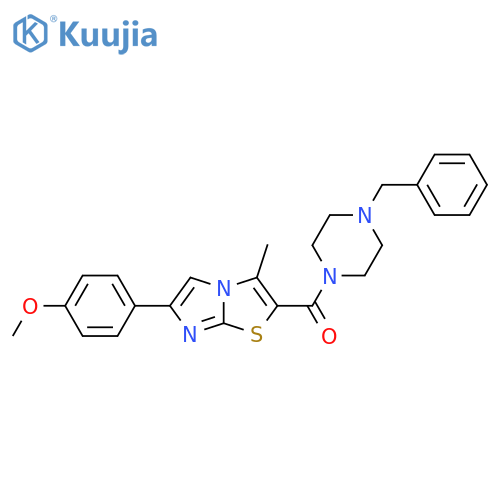 1-benzyl-4-[6-(4-methoxyphenyl)-3-methylimidazo[2,1-b][1,3]thiazole-2-carbonyl]piperazine structure