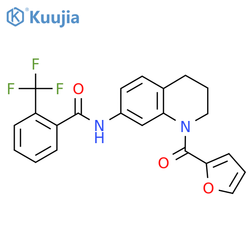 N-[1-(furan-2-carbonyl)-1,2,3,4-tetrahydroquinolin-7-yl]-2-(trifluoromethyl)benzamide structure