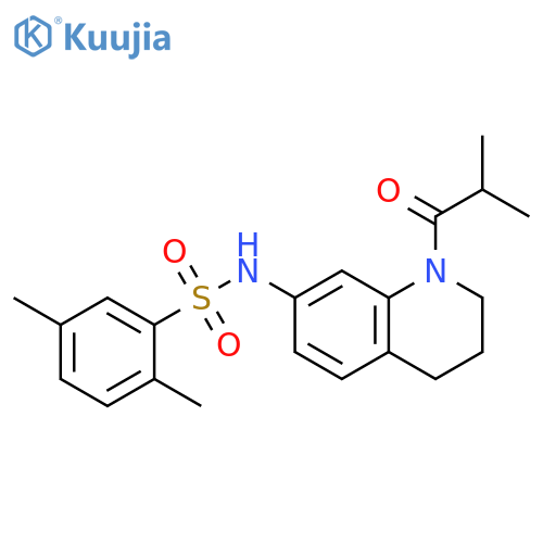 2,5-dimethyl-N-[1-(2-methylpropanoyl)-1,2,3,4-tetrahydroquinolin-7-yl]benzene-1-sulfonamide structure