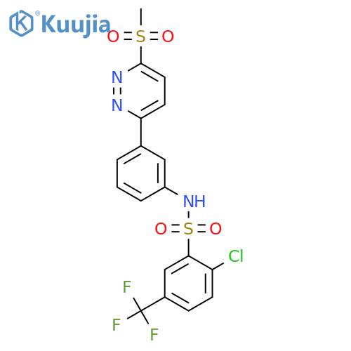 2-chloro-N-[3-(6-methanesulfonylpyridazin-3-yl)phenyl]-5-(trifluoromethyl)benzene-1-sulfonamide structure