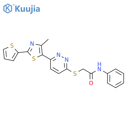 2-({6-[4-methyl-2-(thiophen-2-yl)-1,3-thiazol-5-yl]pyridazin-3-yl}sulfanyl)-N-phenylacetamide structure
