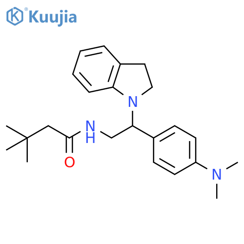 N-[2-(2,3-dihydro-1H-indol-1-yl)-2-[4-(dimethylamino)phenyl]ethyl]-3,3-dimethylbutanamide structure