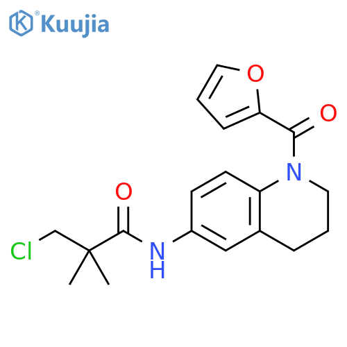 3-chloro-N-[1-(furan-2-carbonyl)-1,2,3,4-tetrahydroquinolin-6-yl]-2,2-dimethylpropanamide structure