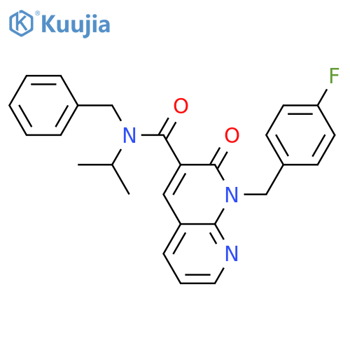 N-benzyl-1-[(4-fluorophenyl)methyl]-2-oxo-N-(propan-2-yl)-1,2-dihydro-1,8-naphthyridine-3-carboxamide structure