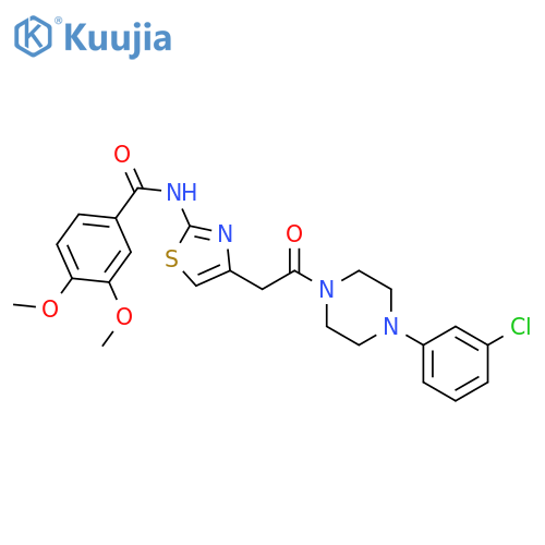 N-(4-{2-[4-(3-chlorophenyl)piperazin-1-yl]-2-oxoethyl}-1,3-thiazol-2-yl)-3,4-dimethoxybenzamide structure