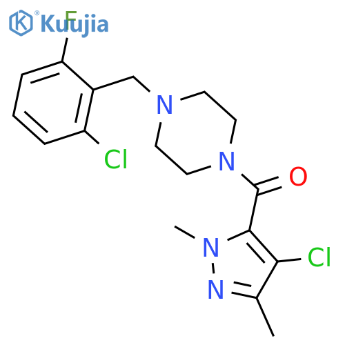 <br>(4-Chloro-2,5-dimethyl-2H-pyrazol-3-yl)-[4-(2-chloro-6-fluoro-benzyl)-piper azin-1-yl]-methanone structure