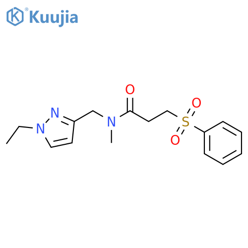 3-Benzenesulfonyl-N-(1-ethyl-1H-pyrazol-3-ylmethyl)-N-methyl-propionamide structure