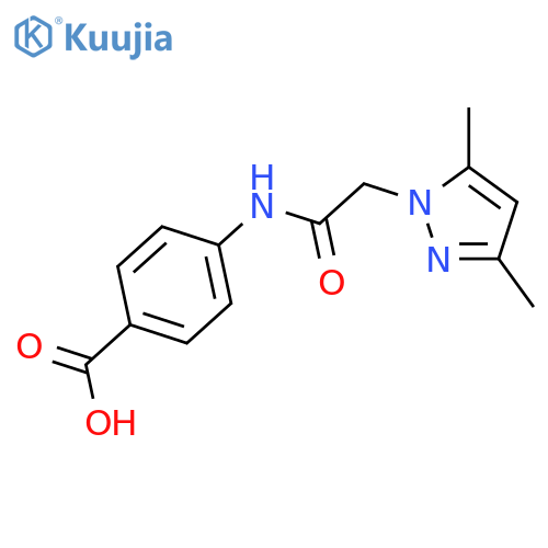 4-[2-(3,5-Dimethyl-pyrazol-1-yl)-acetylamino]-benzoic acid structure