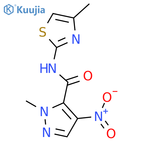 1-methyl-N-(4-methyl-1,3-thiazol-2-yl)-4-nitro-1H-pyrazole-5-carboxamide structure