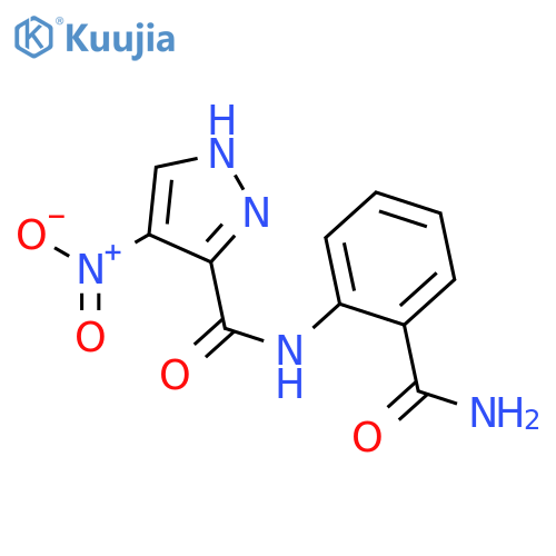 4-Nitro-1H-pyrazole-3-carboxylic acid (2-carbamoyl-phenyl)-amide structure