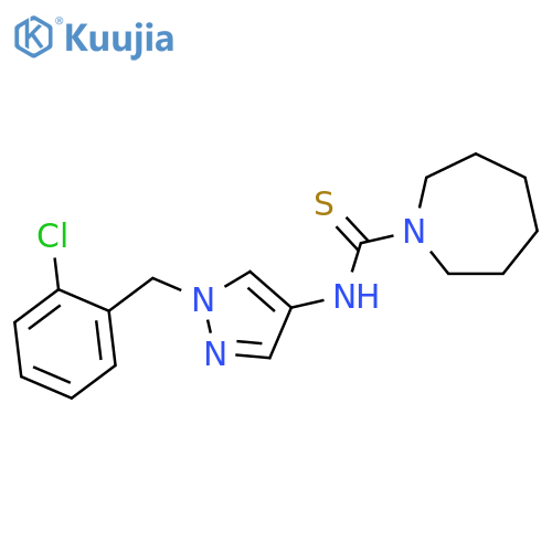 Azepane-1-carbothioic acid [1-(2-chloro-benzyl)-1H-pyrazol-4-yl]-amide structure