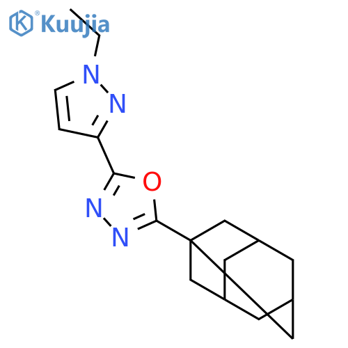 2-(1-adamantyl)-5-(1-ethyl-1H-pyrazol-3-yl)-1,3,4-oxadiazole structure