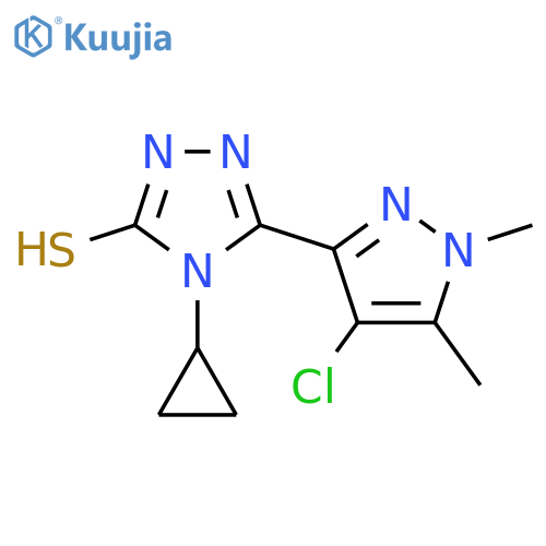 <br>5-(4-Chloro-1,5-dimethyl-1H-pyrazol-3-yl)-4-cyclopropyl-4H-[1,2,4]triazole- 3-thiol structure