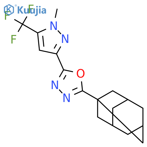 <br>2-(1-adamantyl)-5-[1-methyl-5-(trifluoromethyl)-1H-pyrazol-3-yl]-1,3,4-oxad iazole structure