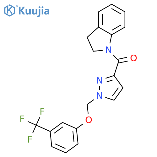 <br>(2,3-Dihydro-indol-1-yl)-[1-(3-trifluoromethyl-phenoxymethyl)-1H-pyrazol-3- yl]-methanone structure