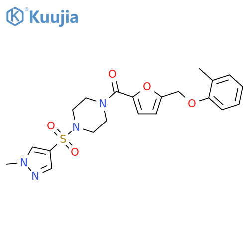 <br>[4-(1-Methyl-1H-pyrazole-4-sulfonyl)-piperazin-1-yl]-(5-o-tolyloxymethyl-fu ran-2-yl)-methanone structure