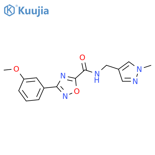<br>3-(3-Methoxy-phenyl)-[1,2,4]oxadiazole-5-carboxylic acid (1-methyl-1H-pyraz ol-4-ylmethyl)-amide structure