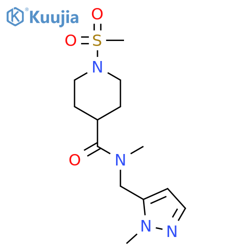 <br>1-Methanesulfonyl-piperidine-4-carboxylic acid methyl-(2-methyl-2H-pyrazol- 3-ylmethyl)-amide structure