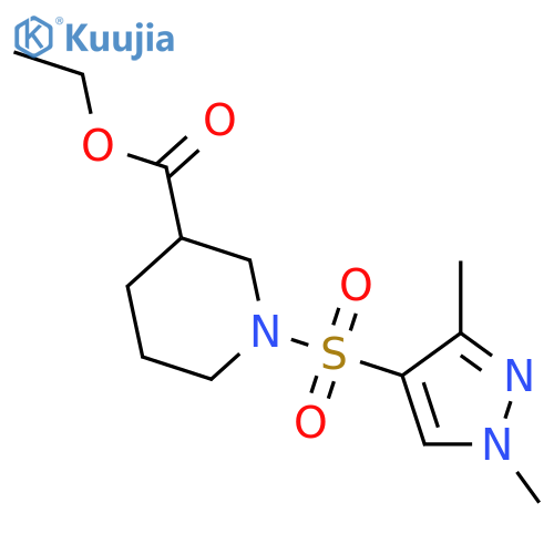 <br>1-(1,3-Dimethyl-1H-pyrazole-4-sulfonyl)-piperidine-3-carboxylic acid ethyl  ester structure