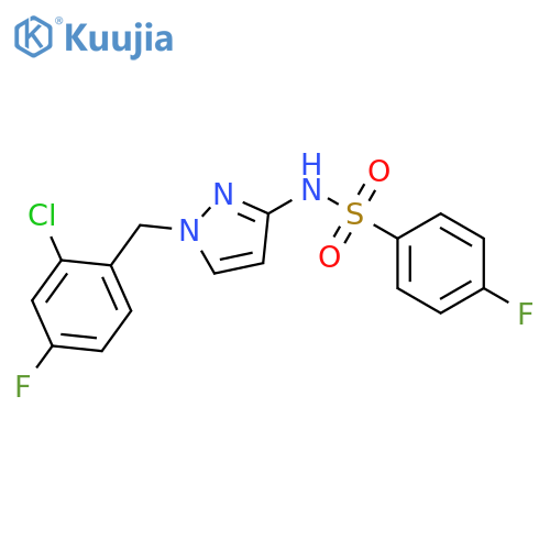 <br>N-[1-(2-Chloro-4-fluoro-benzyl)-1H-pyrazol-3-yl]-4-fluoro-benzenesulfonamid e structure