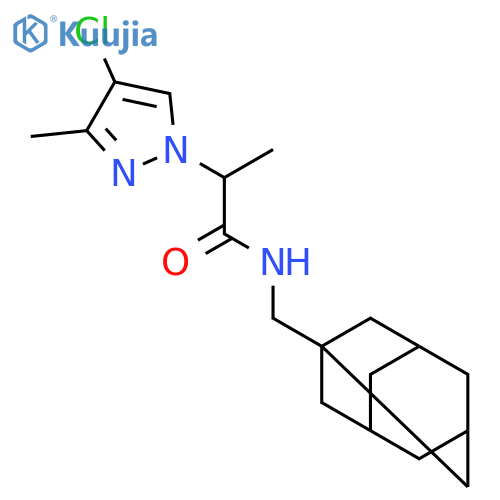 <br>2-(4-chloro-3-methyl-1H-pyrazol-1-yl)-N-(tricyclo[3.3.1.1~3,7~]dec-1-ylmeth yl)propanamide structure
