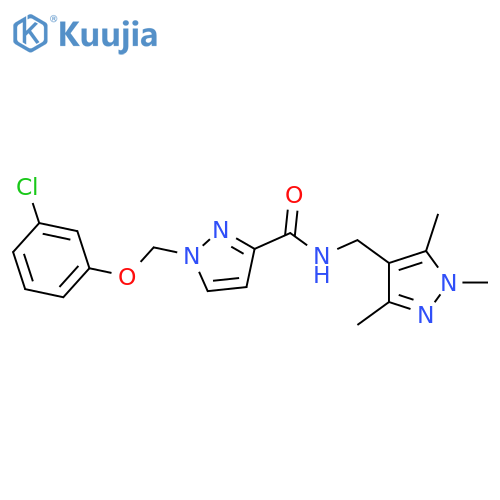 <br>1-[(3-chlorophenoxy)methyl]-N-[(1,3,5-trimethyl-1H-pyrazol-4-yl)methyl]-1H- pyrazole-3-carboxamide structure