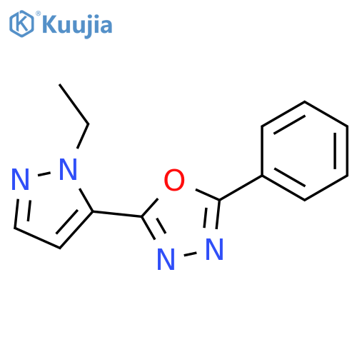 2-(1-ethyl-1H-pyrazol-5-yl)-5-phenyl-1,3,4-oxadiazole structure