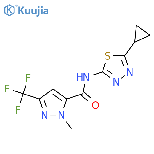 <br>N-(5-cyclopropyl-1,3,4-thiadiazol-2-yl)-1-methyl-3-(trifluoromethyl)-1H-pyr azole-5-carboxamide structure