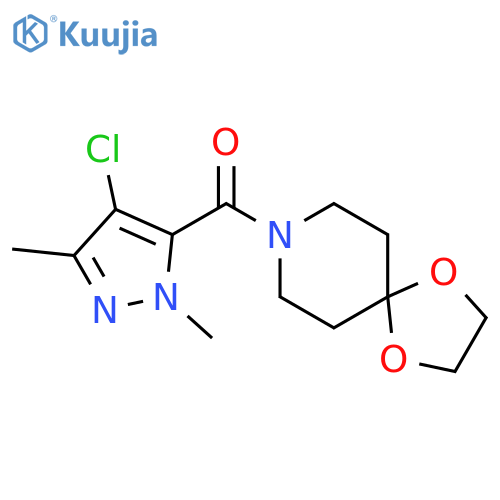 <br>(4-chloro-1,3-dimethyl-1H-pyrazol-5-yl)(1,4-dioxa-8-azaspiro[4.5]dec-8-yl)m ethanone structure