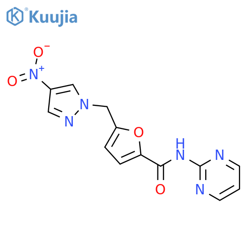 5-(4-Nitro-pyrazol-1-ylmethyl)-furan-2-carboxylic acid pyrimidin-2-ylamide structure