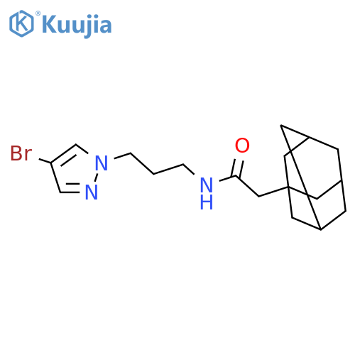 2-(1-adamantyl)-N-[3-(4-bromo-1H-pyrazol-1-yl)propyl]acetamide structure