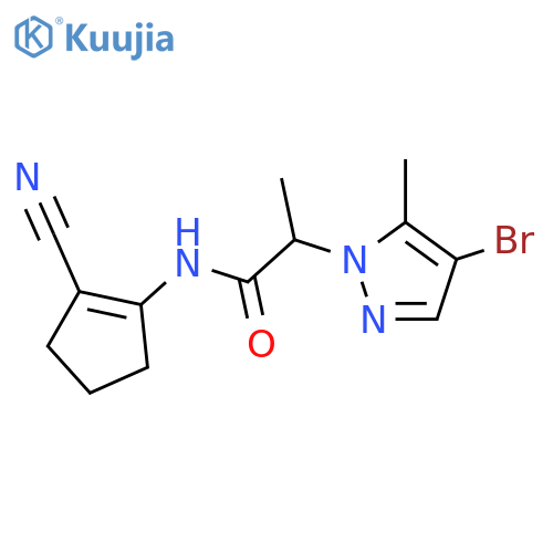 2-(4-Bromo-5-methyl-pyrazol-1-yl)-N-(2-cyano-cyclopent-1-enyl)-propionamide structure