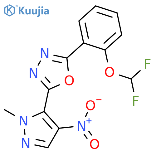 <br>2-(2-Difluoromethoxy-phenyl)-5-(2-methyl-4-nitro-2H-pyrazol-3-yl)-[1,3,4]ox adiazole structure