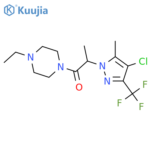 <br>2-[4-chloro-5-methyl-3-(trifluoromethyl)-1H-pyrazol-1-yl]-1-(4-ethylpiperaz in-1-yl)propan-1-one structure