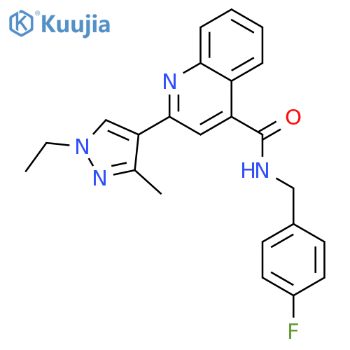 <br>2-(1-Ethyl-3-methyl-1H-pyrazol-4-yl)-quinoline-4-carboxylic acid 4-fluoro-b enzylamide structure