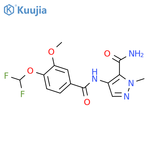 <br>4-(4-Difluoromethoxy-3-methoxy-benzoylamino)-2-methyl-2H-pyrazole-3-carboxy lic acid amide structure