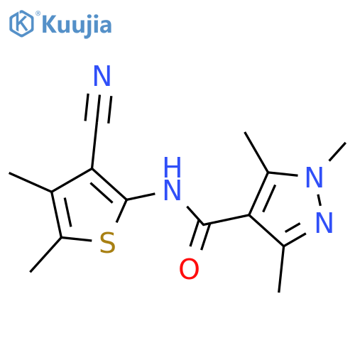 <br>1,3,5-Trimethyl-1H-pyrazole-4-carboxylic acid (3-cyano-4,5-dimethyl-thiophe n-2-yl)-amide structure