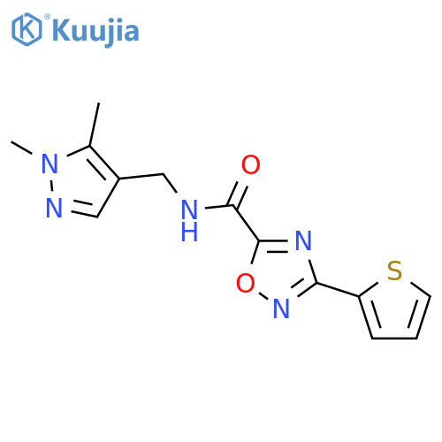 <br>3-Thiophen-2-yl-[1,2,4]oxadiazole-5-carboxylic acid (1,5-dimethyl-1H-pyrazo l-4-ylmethyl)-amide structure