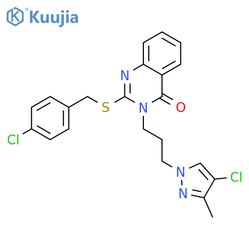 <br>2-(4-Chloro-benzylsulfanyl)-3-[3-(4-chloro-3-methyl-pyrazol-1-yl)-propyl]-3 H-quinazolin-4-one structure