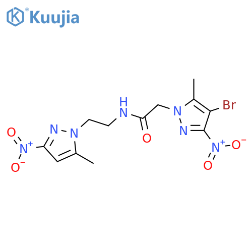<br>2-(4-Bromo-5-methyl-3-nitro-pyrazol-1-yl)-N-[2-(5-methyl-3-nitro-pyrazol-1- yl)-ethyl]-acetamide structure