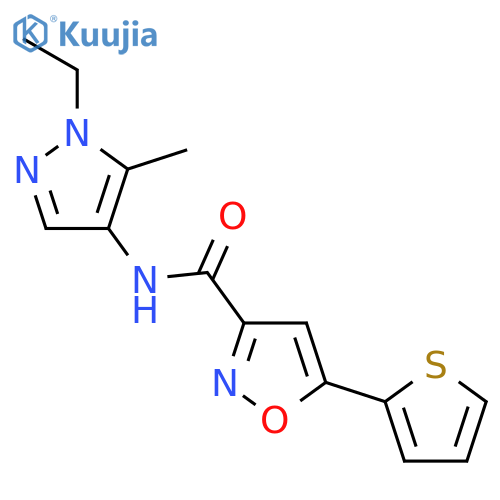 <br>5-Thiophen-2-yl-isoxazole-3-carboxylic acid (1-ethyl-5-methyl-1H-pyrazol-4- yl)-amide structure