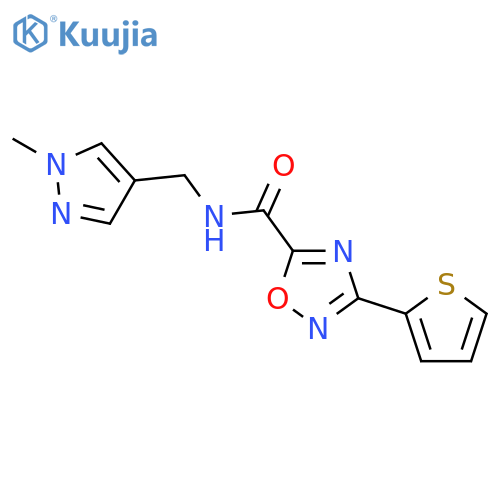 <br>3-Thiophen-2-yl-[1,2,4]oxadiazole-5-carboxylic acid (1-methyl-1H-pyrazol-4- ylmethyl)-amide structure