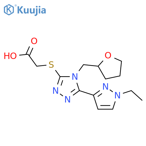 2-{5-(1-ethyl-1H-pyrazol-3-yl)-4-(oxolan-2-yl)methyl-4H-1,2,4-triazol-3-ylsulfanyl}acetic acid structure