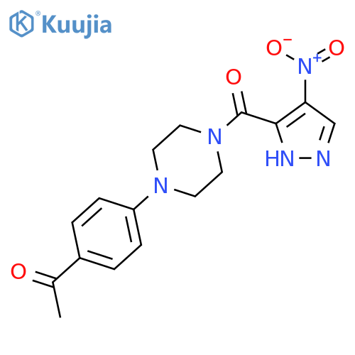 1-(4-{4-[(4-nitro-1H-pyrazol-3-yl)carbonyl]piperazin-1-yl}phenyl)ethanone structure