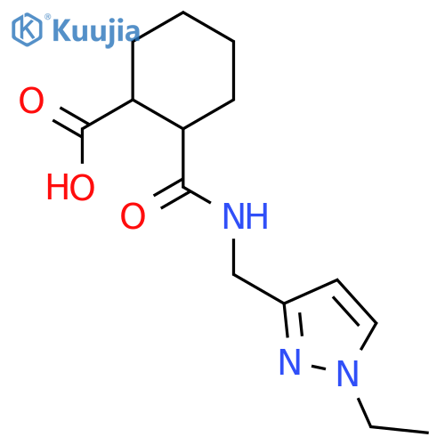 <br>2-({[(1-ethyl-1H-pyrazol-3-yl)methyl]amino}carbonyl)cyclohexanecarboxylic a cid structure