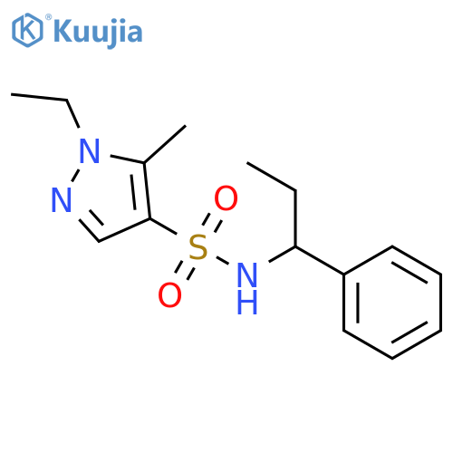 1-Ethyl-5-methyl-1H-pyrazole-4-sulfonic acid (1-phenyl-propyl)-amide structure