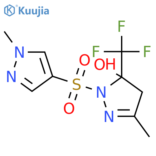 <br>3-methyl-1-[(1-methyl-1H-pyrazol-4-yl)sulfonyl]-5-(trifluoromethyl)-4,5-dih ydro-1H-pyrazol-5-ol structure