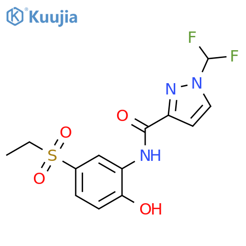 <br>1-(difluoromethyl)-N-[5-(ethylsulfonyl)-2-hydroxyphenyl]-1H-pyrazole-3-carb oxamide structure