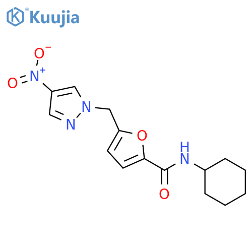 5-(4-Nitro-pyrazol-1-ylmethyl)-furan-2-carboxylic acid cyclohexylamide structure